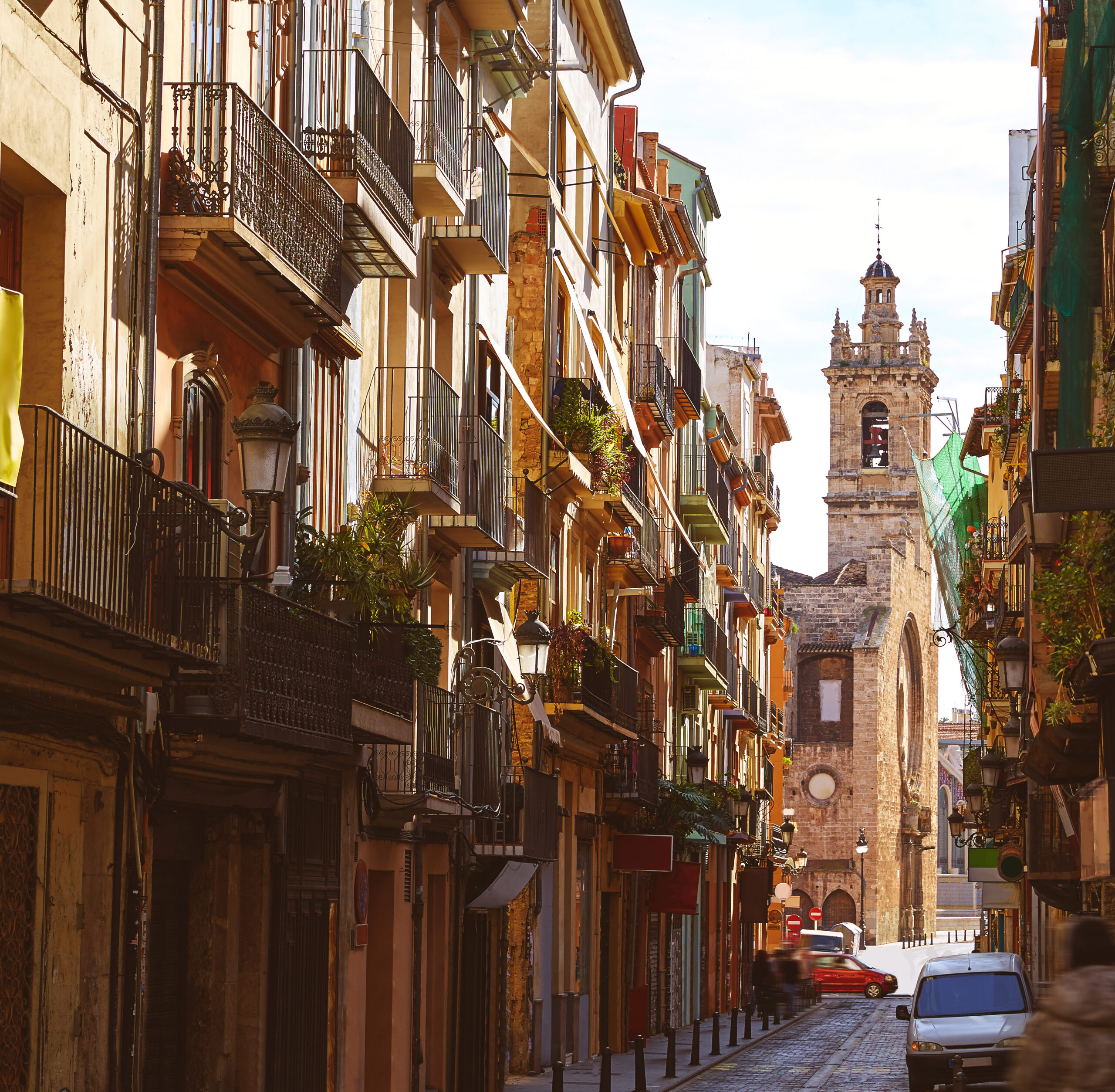 Valencia, straat Bolsería in Barrio del Carmen, Spanje. Een van de beroemdste wijken om te ontdekken in Valencia.