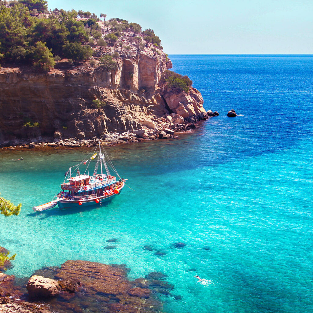 thassos strand met bootje